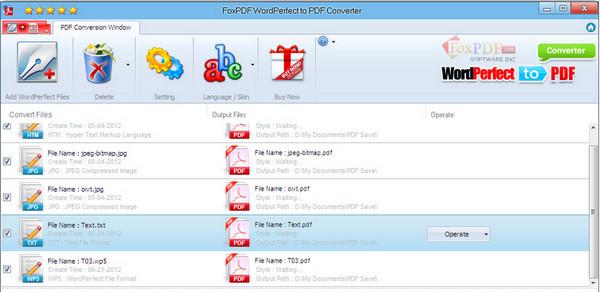 WordPerfect转换到PDF转换器